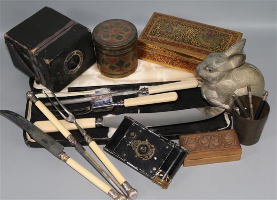 A Cameras, seals, marbles and mixed collectables